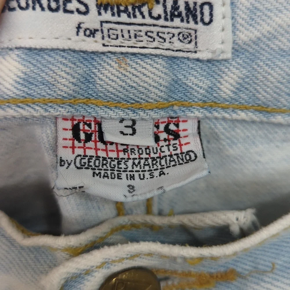 Vintage 90s Georges‎ Marciano For Guess Button Fly Light Wash Jean Short Size 3